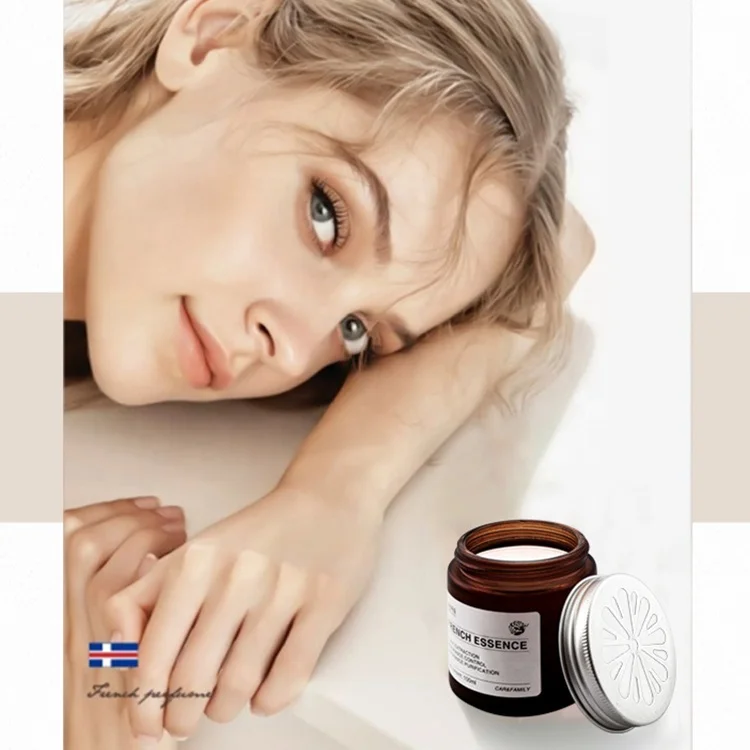 Glass Container Candle Jar Metal Lid Amber Scented Candles Gift Set Solid Balm Eliminate Odor Balm Refreshing Aromatherapy