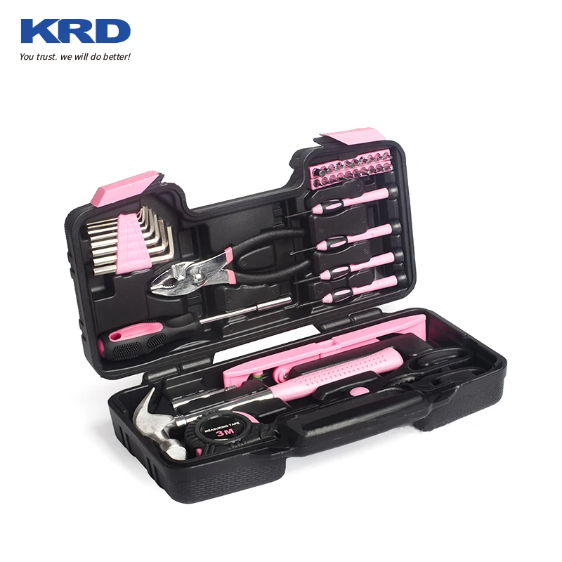 39 Pcs Screwdriver Hammer Hardware Tools box set Household Pink Tool Hardware Set for home
