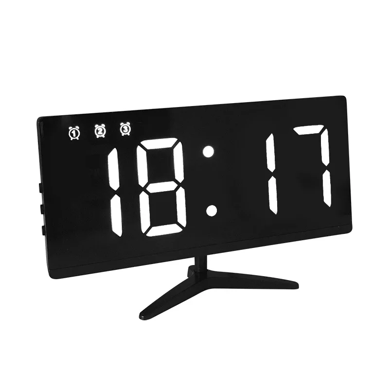 Wholesale Snooze Dim Night Light Desk Clock Mirror Face Led Backlight Digital Mirrored Clock Electronic Alarm Clock