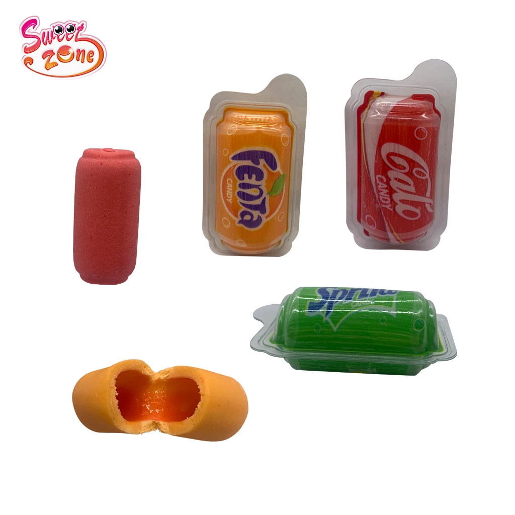 Funny Drink Bottle Shape Bubble Chewing Gum Candy with Fruit Jam