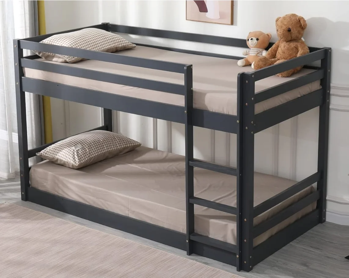 Children Kids Furniture Wooden Spark Low Bunk Bed Triple Bunk Bed for Kids and Teenager