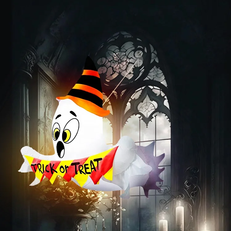 3.5FT Halloween Inflatables Flying Scray Ghost Broke Out from Window with banner Outdoor Inflatable Toys for Home Window Decor