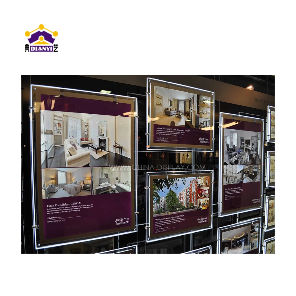 Customized Modern Luxury LED Poster Frame Large Size Led Crystal Light Box For Mall for A1 Size Acrylic Light Box