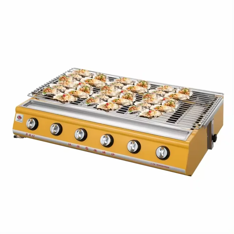 Stainless Steel Commercial Outdoor 6 Burner Gas BBQ Stove Grill for Picnic Garden Party