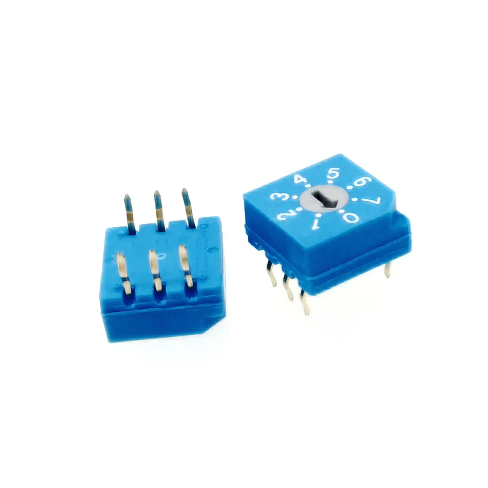 3+3 Pins Thru-hole Terminal Flat Rotor  0-7 8 Position Miniature Rotary Dip Switch