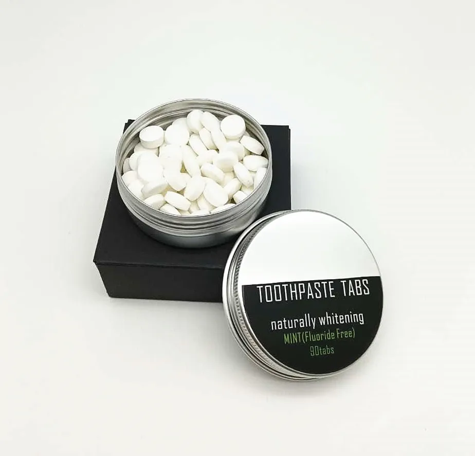 Таблетки для зубной пасты, 60 отсчетов, фтористая зубная паста, таблетки с алюминиевой оловянной упаковкой