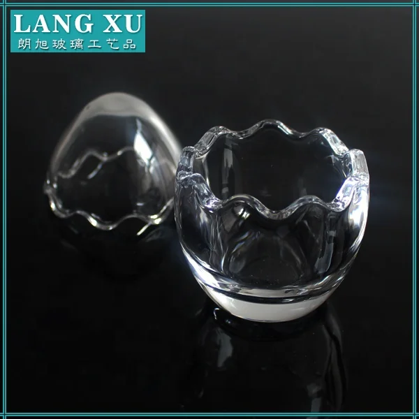 LANGXU  Unique design egg shape colored candle jars wholesale glass storage clear candy jar food storage & container with lids