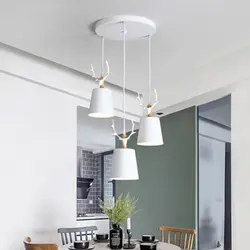 Modern LED Chandeliers Pendant Lights Iron Lampshade Nordic Home Kitchen Lighting Ceiling Pendant Light 3 Heads Hanging Lamp