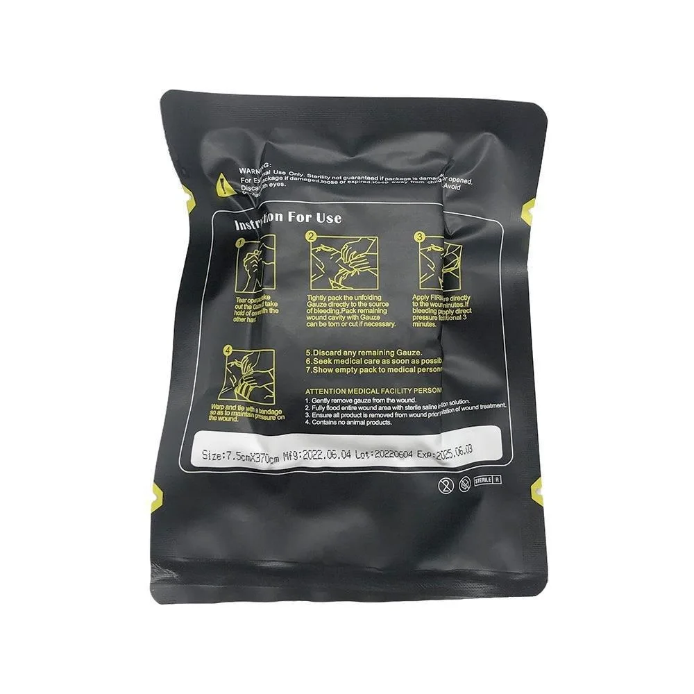 Tactical Kaolin Hemostatic Compressed Gauze Emergency Outdoor Binding Fixed Bandage First Aid Kit Bleeding Wound Dressing