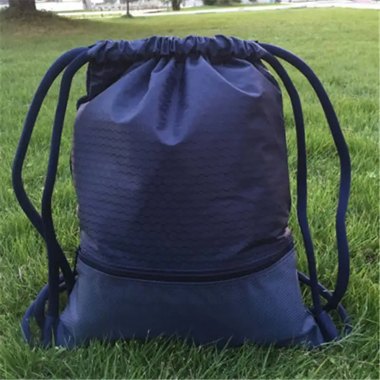 Casual String Bags Drawstring Sports Backpack Gym Yoga Shoulder Bag with Zip Pocket