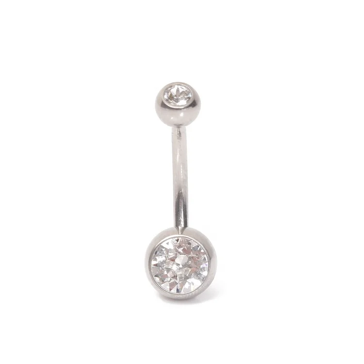 ASTM F136 Titanium Internally Threaded Double Gemmed Titanium Belly Piercing