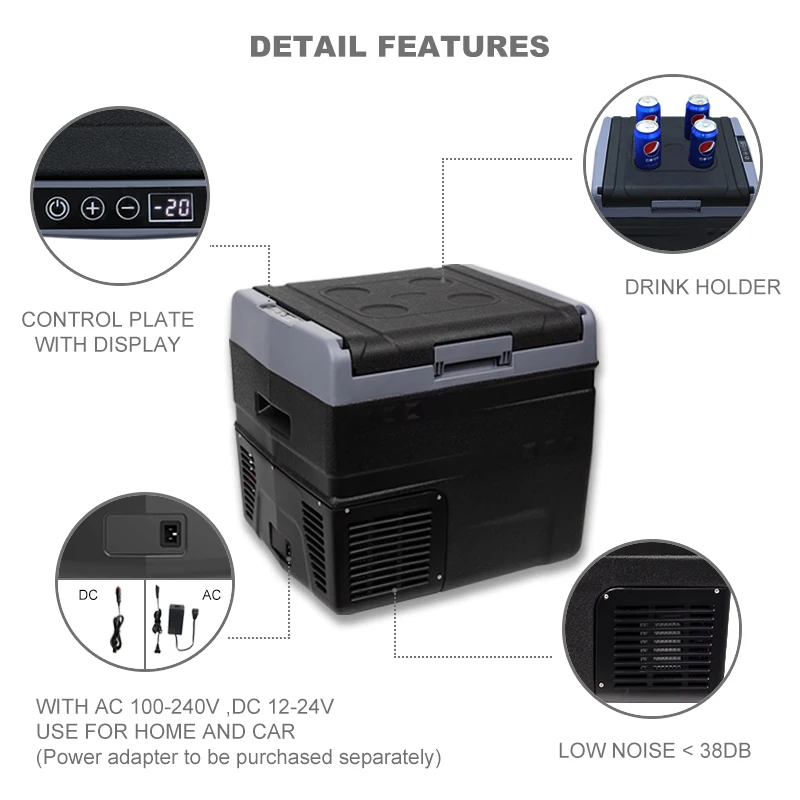 12V 240V portable digital display 20L car portable freezer compressor camping cooler box