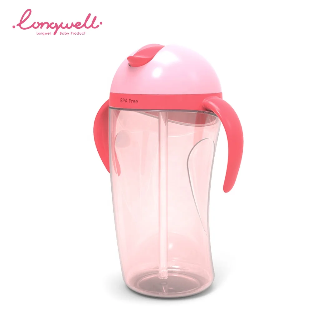 
Ningbo Longwell Custom PP Water Bottle Baby Flip Lid Straw Silicone Grips BPA Free Bottles Training Cup Drinking 100% Food Grade 
