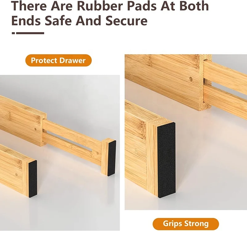 4 PCS Drawer Separators Tool Expandable Adjustable Kitchen Bamboo Dresser Drawer Dividers Organizers for Bathroom Clothes