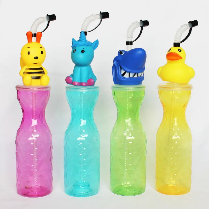Plastic pet juice Duck chicken sugarcane shape custom logo yard 32oz cup