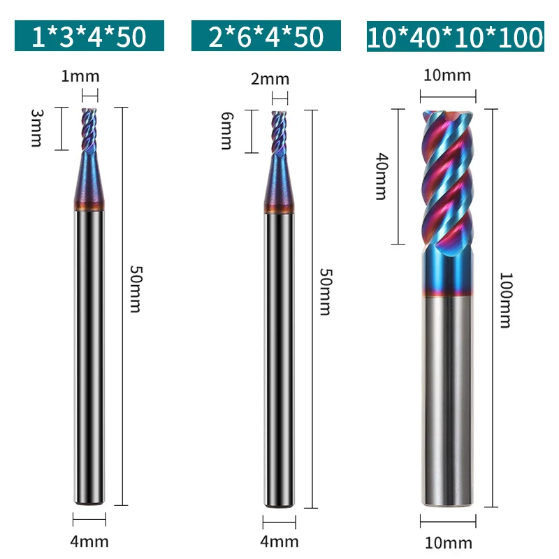 Hot Sale 4 Flutes Solid Tungsten Carbide end mill HRC 55/60/65/70 CNC End Milling Cutter Square Face Fresas End Mills For Metal