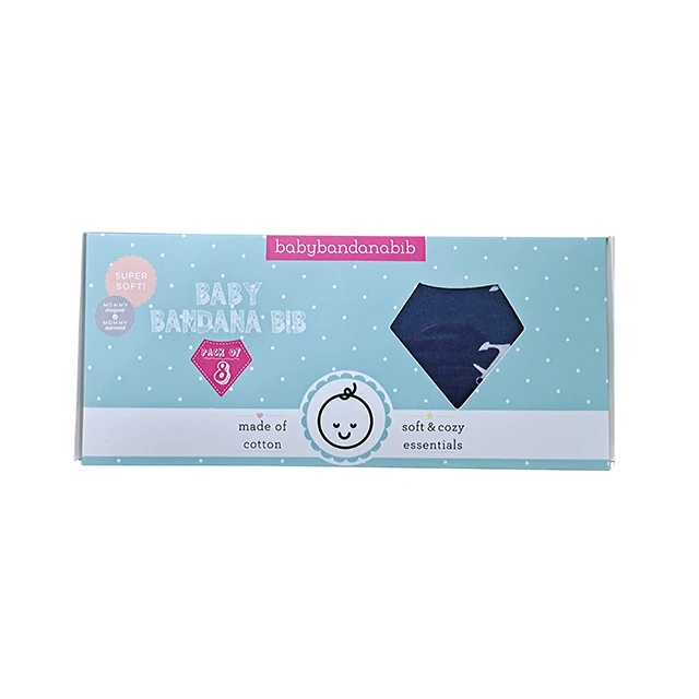 Amazon in stock organic cotton bib display hanger cardboard packaging paper wrap gift box baby bibs packaging boxes