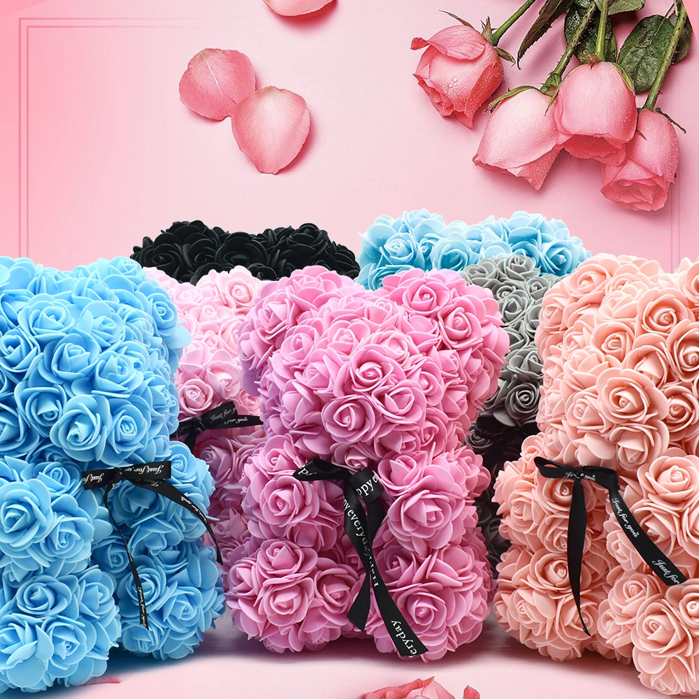 Hot 25cm High Quality Artificial Foam Teddy Bear Rose Bear