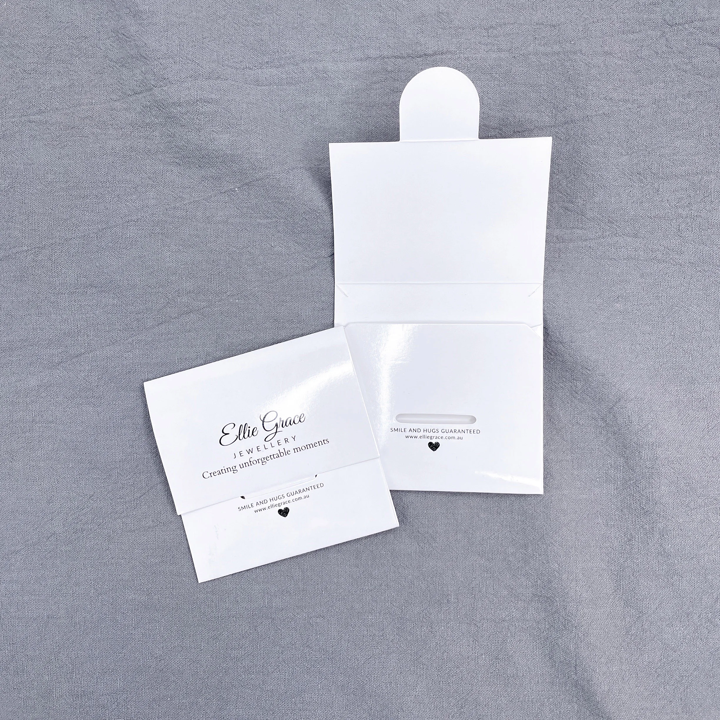 Custom logo glossy jewelry envelope packaging care instruction cards necklace package pouch cards for small business