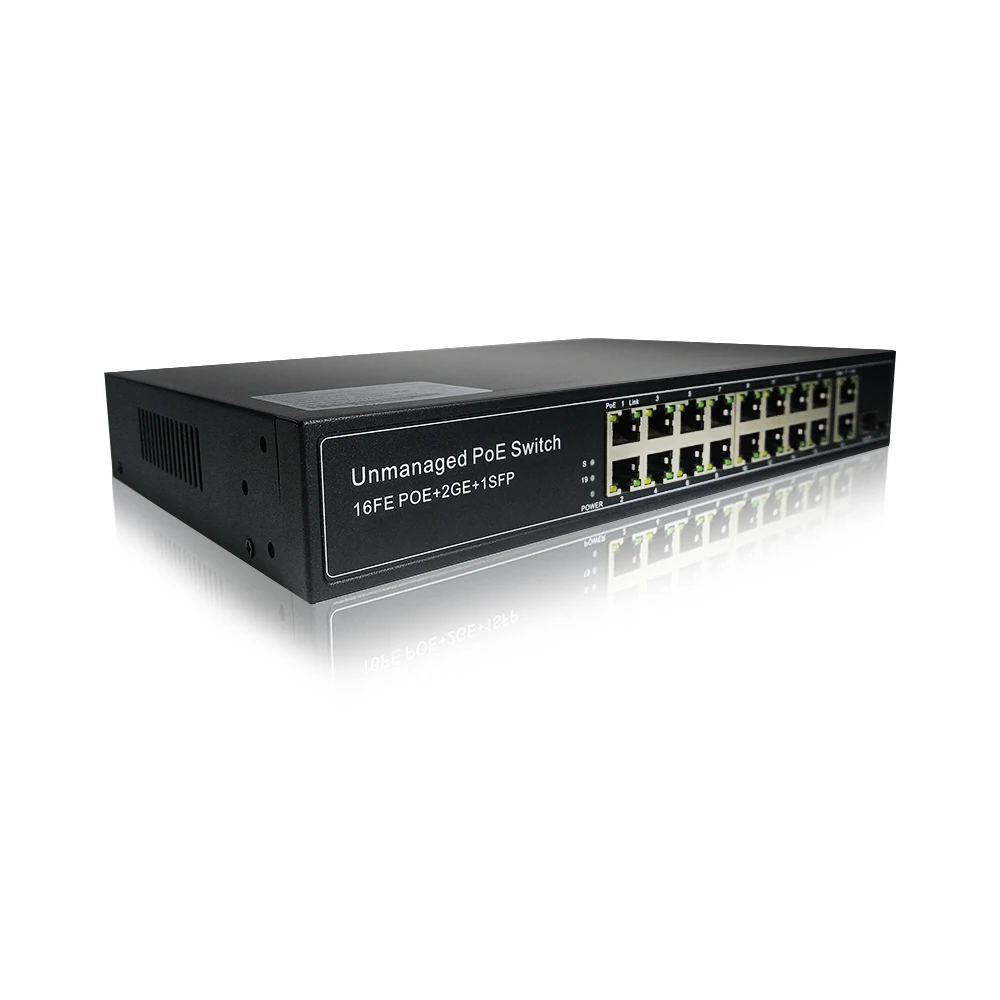16 port 10/100Mbps 250m long range 1 x Gigabit SFP uplink unmanaged Network PoE Switch for IP Camera Wireless AP