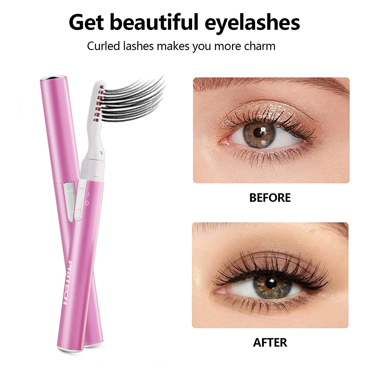 PRITECH Aluminum ABS Material Double Heated Battery Operated Electric Eyelash Curler