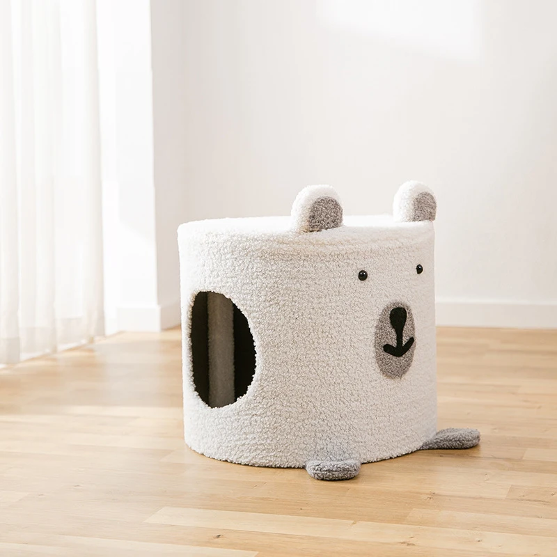 Wholesale Modern Pet Scratching Cardboard Cat House Sisal Luxury Barrel Shaped Pet House Cat Condo Tree Cat  Tree House