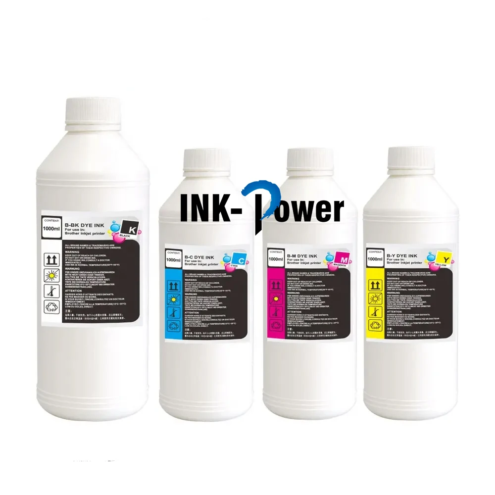 INK-POWER 1000ml 500ml 250ml Compatible Universal Dye colour Tinta Ink Bulk Bottle Premium Refill Inkjet for Brother Printer