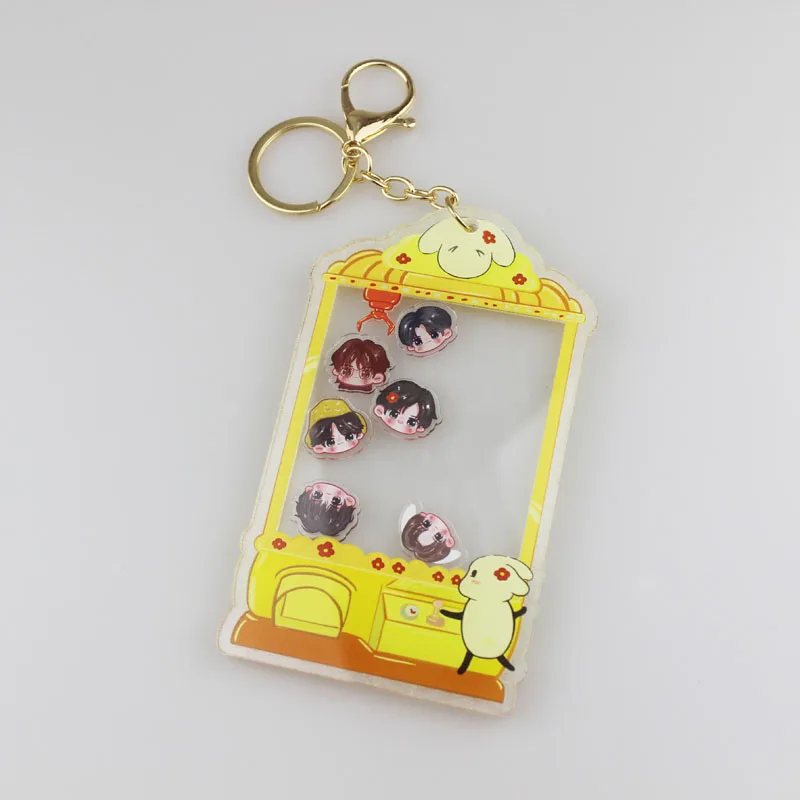 Cheap custom acrylic key chain cartoon design clear plastic sublimate print shaker keychain custom acrylic keychain