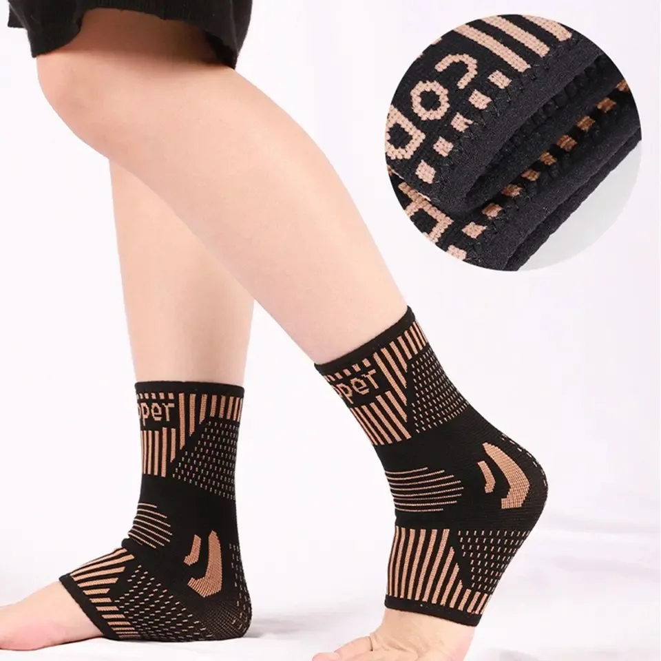 Sports Protection Copper Ankle Support Infused Foot Compression Sleeves for Men and Women