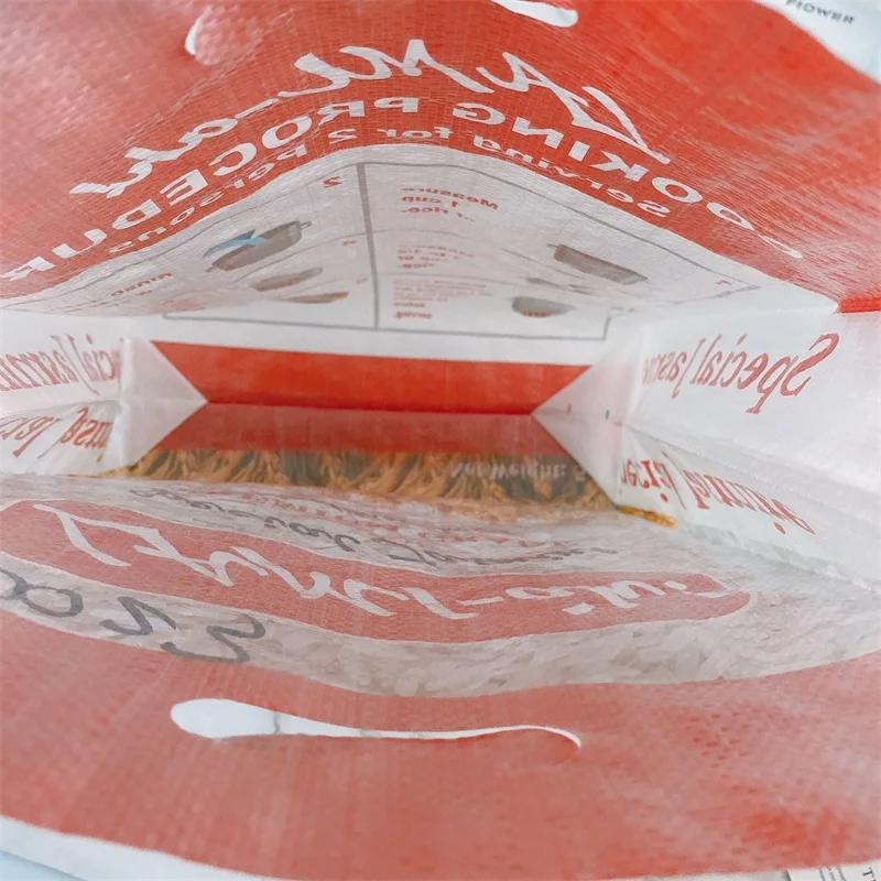 5kg 10kg 25kg 50kg bopp laminated pp woven sack plastic fertilizer rice wheat flour grain packaging bag with handle