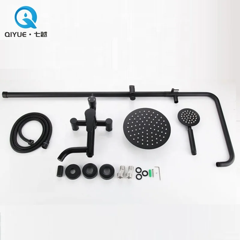 New bathroom sanitary wares single handle matte black stainless steel 304 bath rain shower mixer faucet set