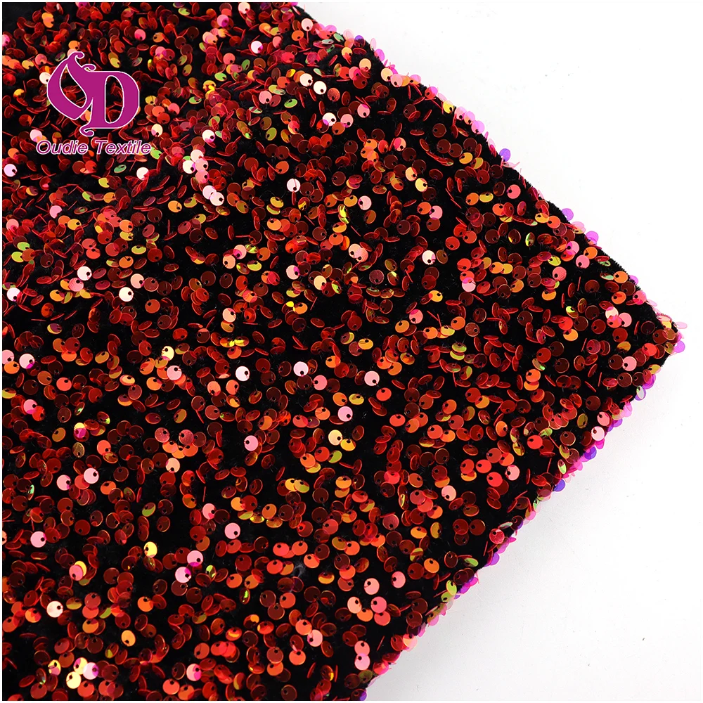 5mm Shiny Multi-Color Sequin Velvet Fabric 3D Embroidery Crepe Sequin Lace Fashion Dresses Accessories Pillows Stock Available
