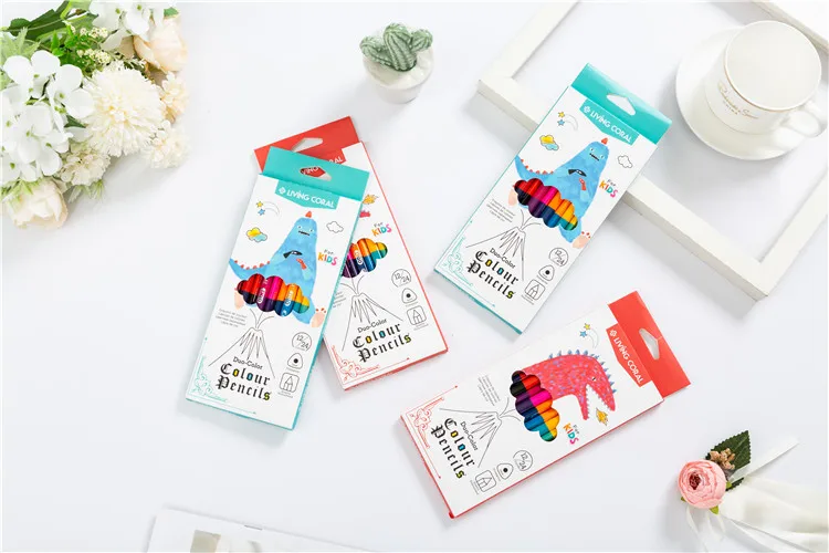 12 double-headed 24-color high-grade triangular rod colored pencils easy to color art colored pencils