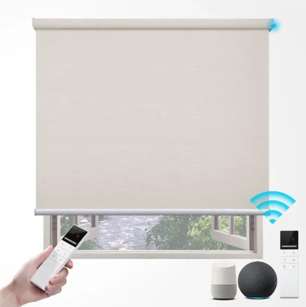 China Manufacturer Motorized Roller Blinds Home Smart Remote Control  Roller Window Blinds Automatic Intelligent Roller Curtains