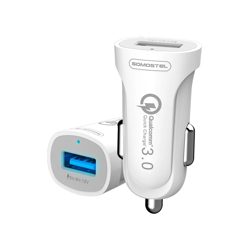 Somostel Portable Usb Car Charger Cargador De Coche QC3.0 Carga Rpida Con Luz LED USB