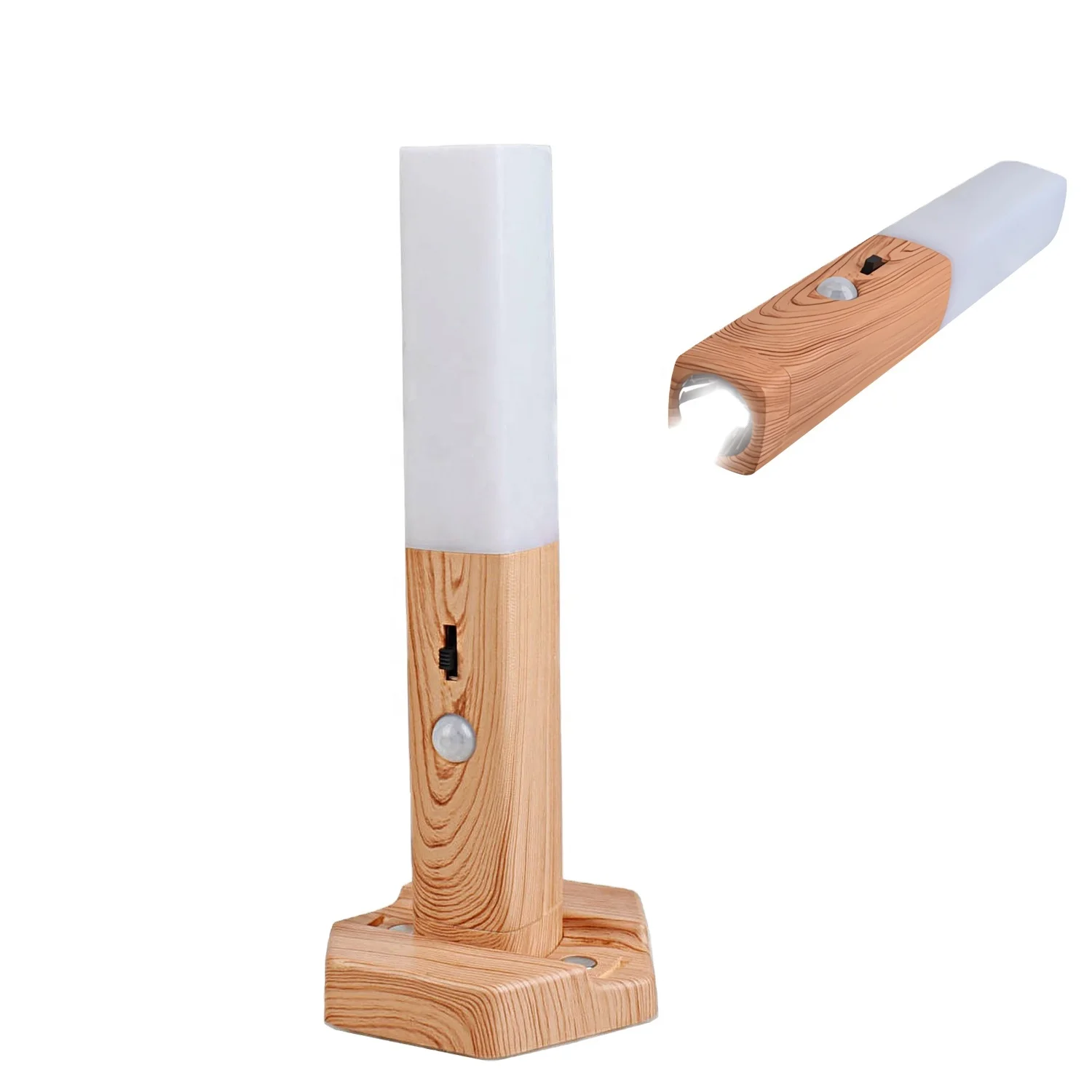 Motion Sensor Night Light Smart Body Sensor Light Magnetic Wall Light Stick Battery Operated Stair Indoor Wooden Wall Sconces