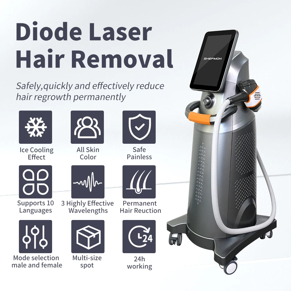 A0425 Newest Vertical high power professional 810 diode laser hair removal machine for sale / diode laser 755 810 1064nm