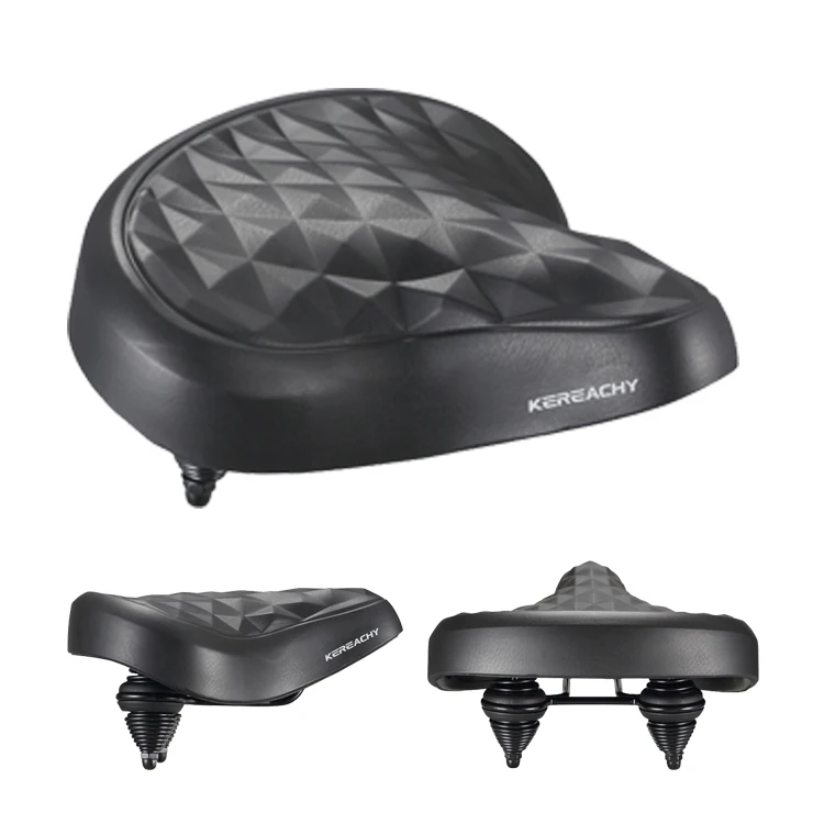 KEREACHY Factory customization Comfortable Bike Seat Cushion -Bicycle Seat for Dual Shock PU Foam Waterproof Wide Bicycle Saddle
