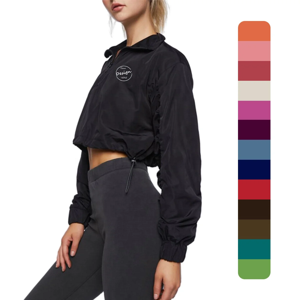 Fashion New Yoga Zipper Jacket For Women High Quality Ruched Windproof Fitness Jacket Women Thin Sport Woman Jacket