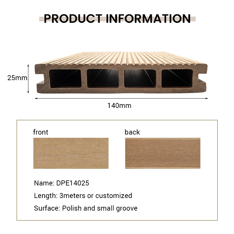 Good Quality WPC Composite Flooring Square Hole Outdoor Anti-slip Decking Floor