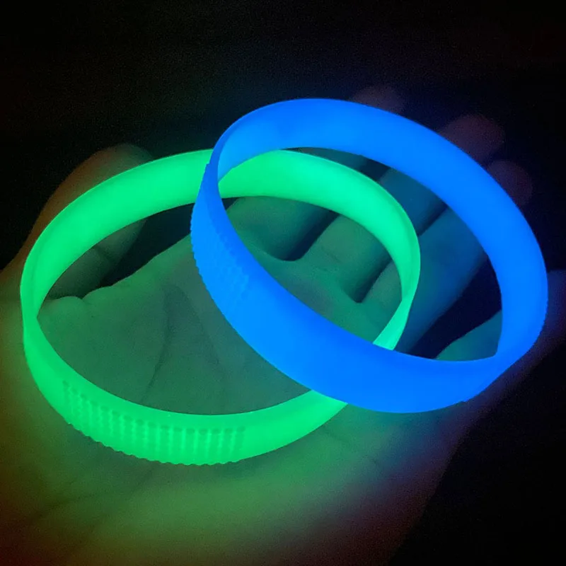 cheapest custom print debossed logo text color size glowing in the dark silicone bracelet