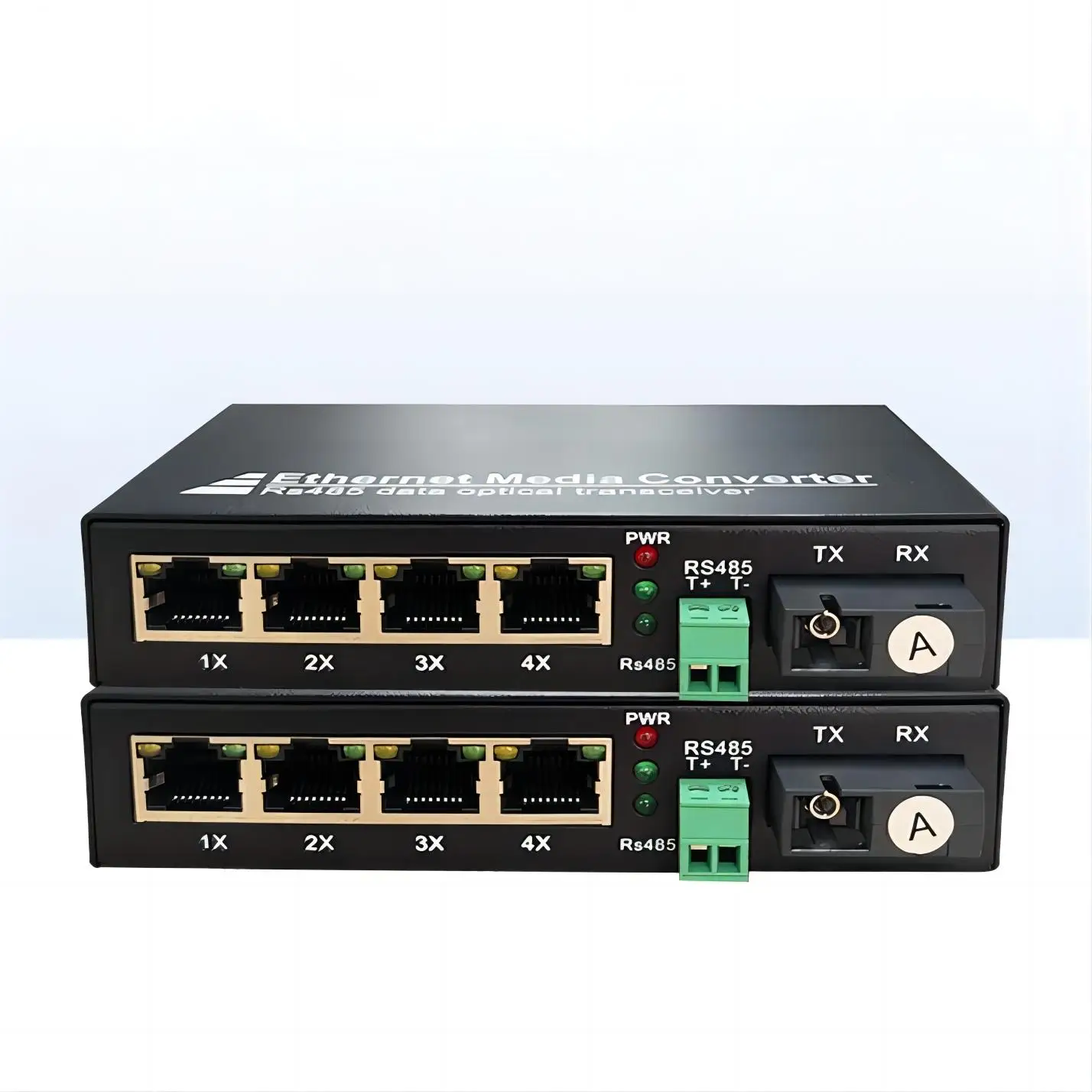 Fiber Optic Media Transceiver RS485 100Mbps/Gigabit Switch Ethernet Fiber Optical Media Converter 4-Port 1-Pair