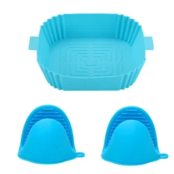 Square reusable silicone air fryer accessories silicone pot basket liner silicone baking pan for air fryer with air circulation