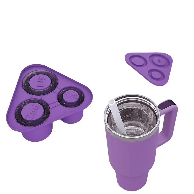Ice Cube Tray Drinking Cup  Soft Food Grade  Reusable 3 Pcs Silicone Hollow Cylinder Ice Mold with Lid for Freezer