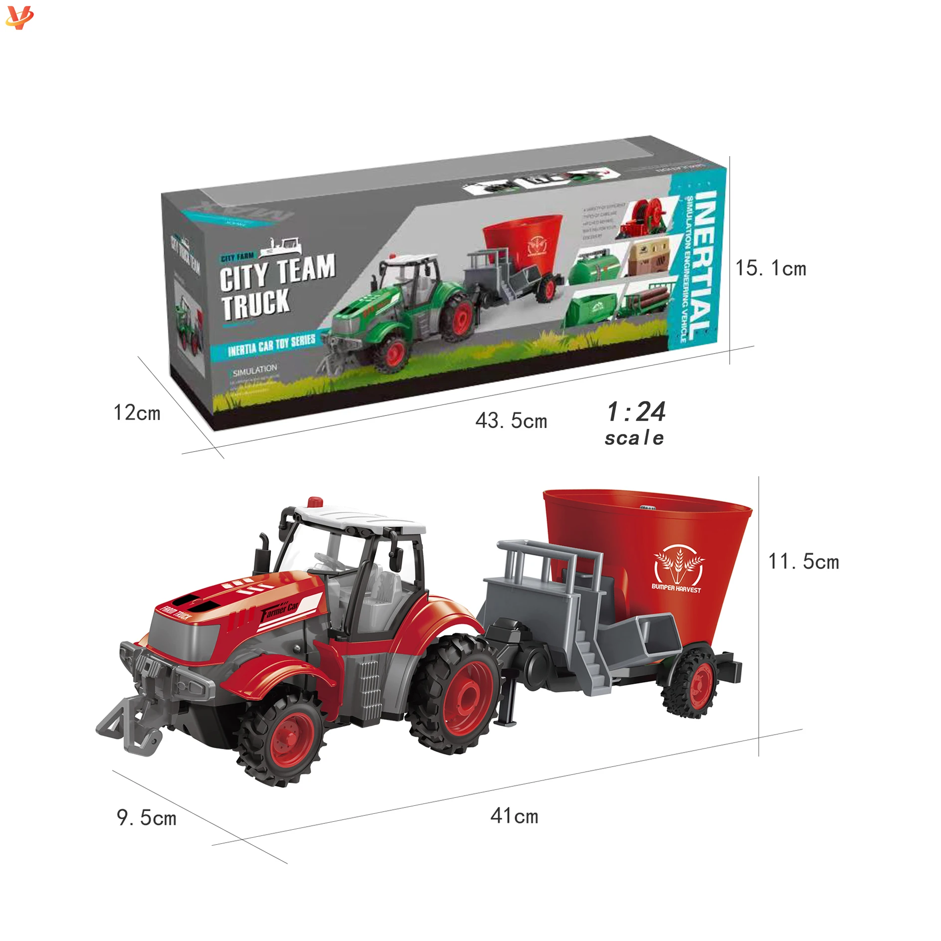 Alloy Small toys Diecast Children 1:24 trailer vehicle toy farmer sprinkler truck Friction Farm Tractor Vehicles
