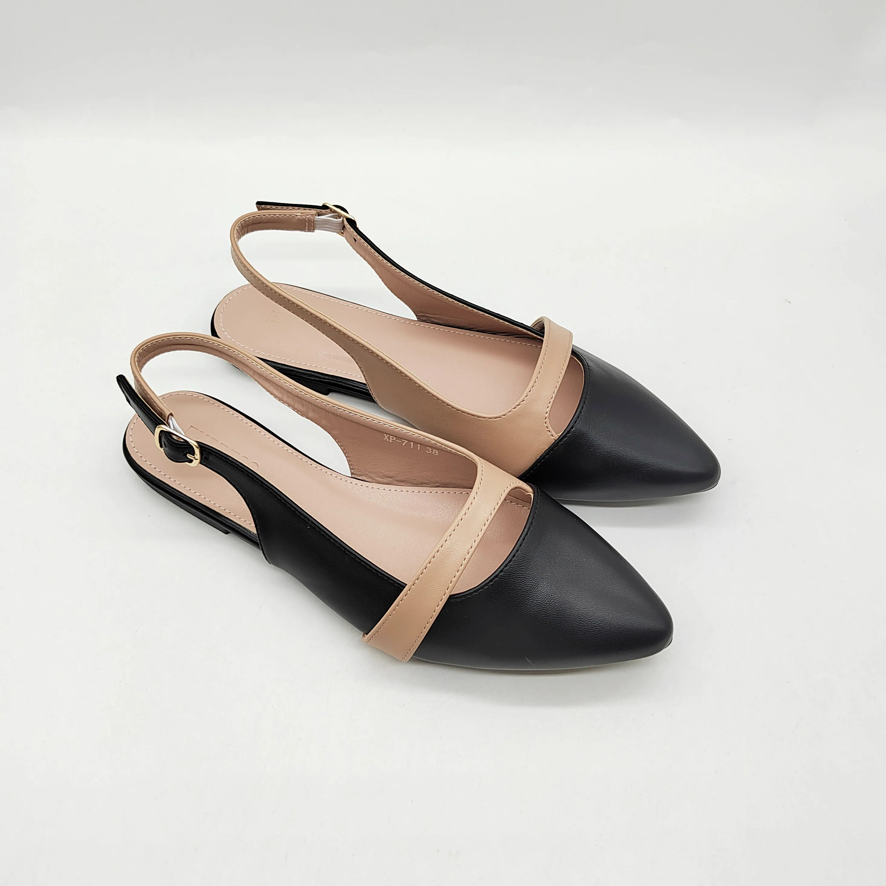 Women Pu Leather Shoes Flats Woman Female Pointed Toe Slingbacks Casual Flat Sandals Slippers for Girl and Ladies