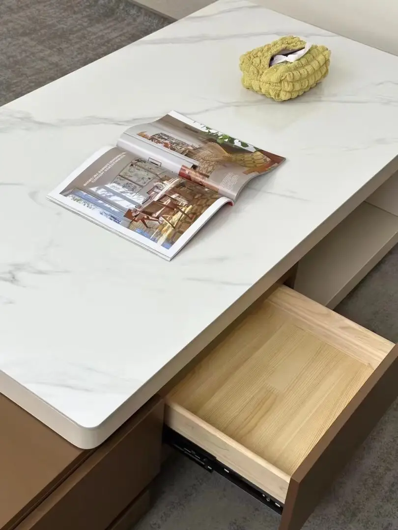 Living Room Furniture Light Luxury Rectangle coffee Table Slab TV Cabinet TV Stand Combination set for Small Apartment