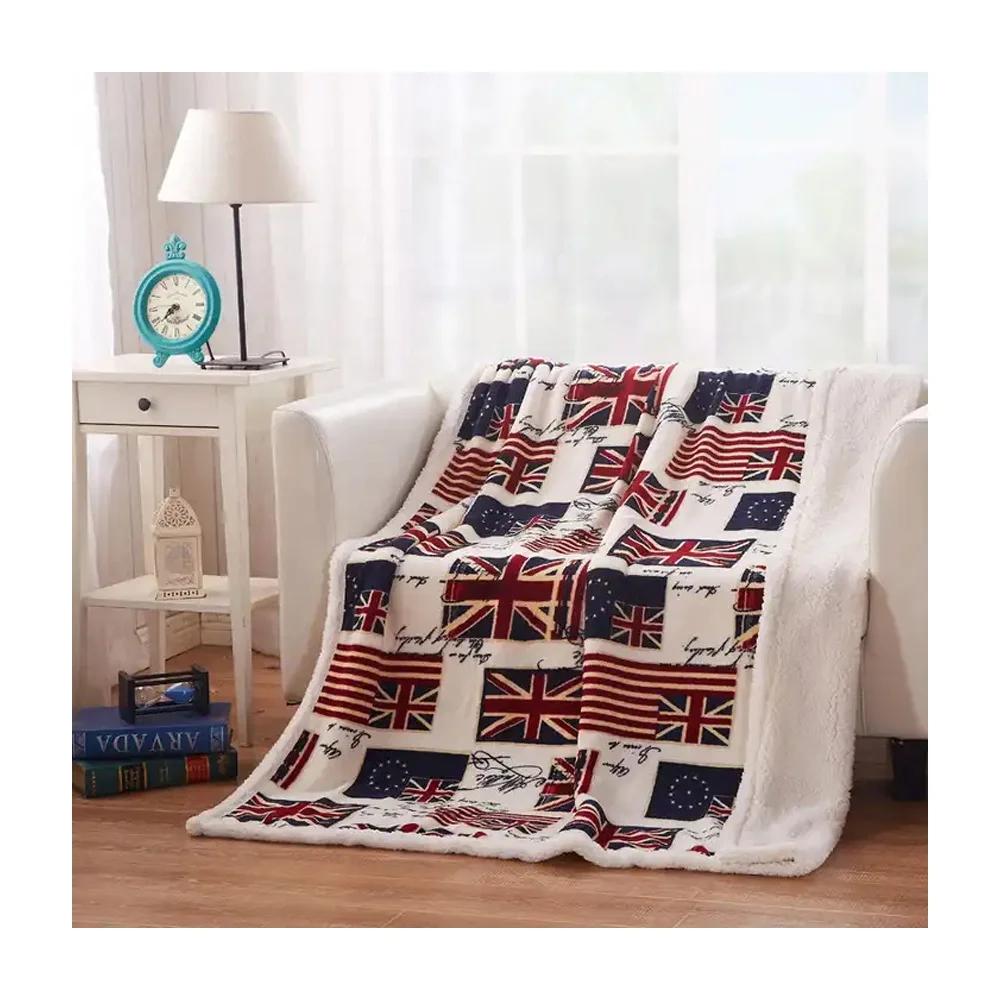Wholesale Sofa Cute Animal Blanket Fleece Double Thickened Home Office Nap Sherpa Blankets