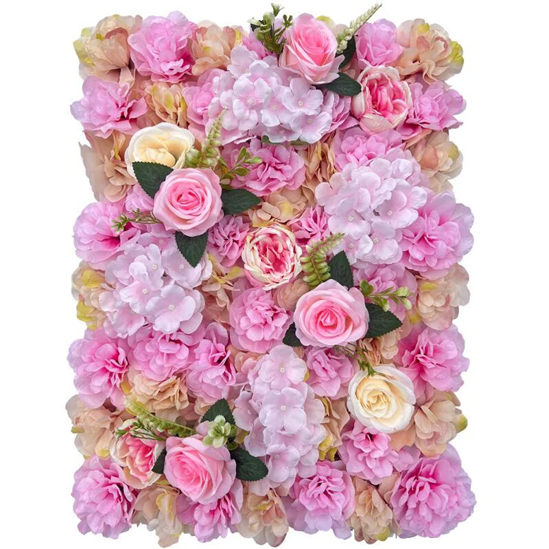 Customized Artificial Silk Roses Flower Wall Backdrop Faux Red Flower Wall Panels Background Fake Flowers Wall For Wedding Decor