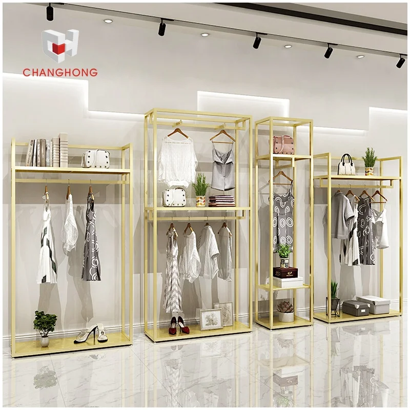 Metal T-shirt display racks clothes boutique store display stands for clothing shop interior design ideas